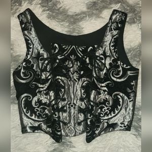 Vintage corset top, no brand, no size, black and silver